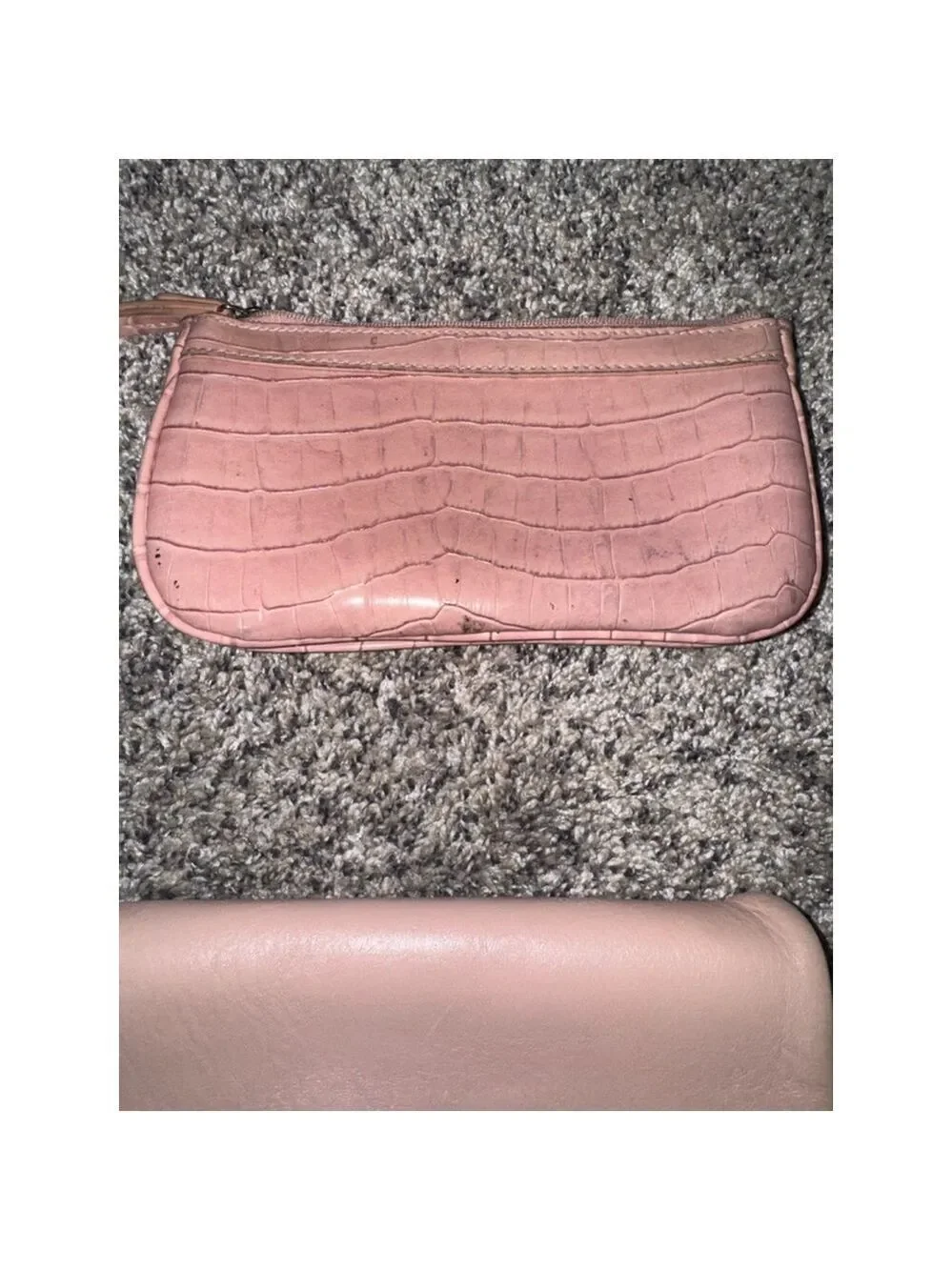 Pink Faux Leather Clutch & Croc Wristlet Set Y2K Coquette
